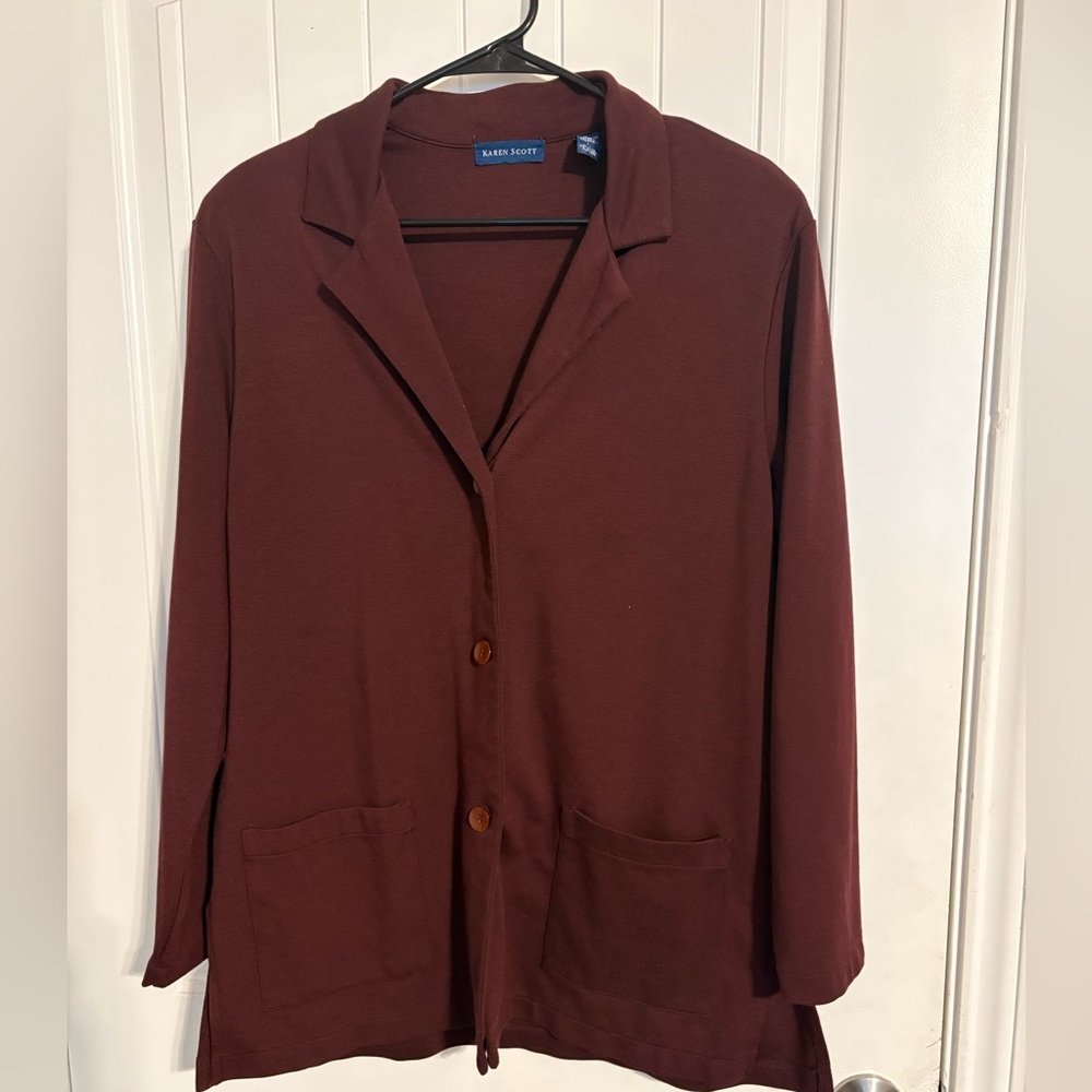 Burgundy Knit Sweater Blazer